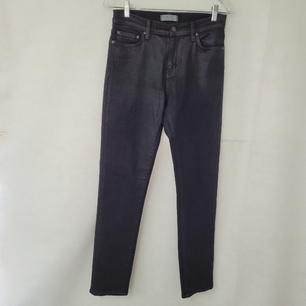 Principle Hi-Rise‎ Cigarette Jean Womens Size 28 Black Waxed Style Beauty 613-45